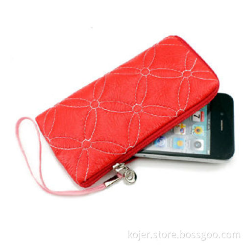 Leather Case for Apple's iPhone 4 with Zipper and Lanyard, Customized Patterns and Logos Welcomed